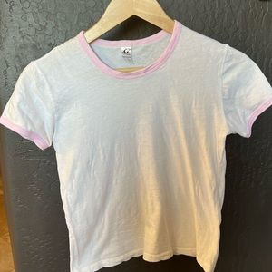 White Light Pink Ringer Baby Tee